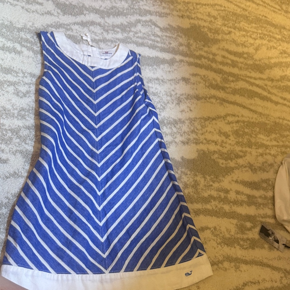 Vineyard Vines Blue and White Chevron Kids Dress